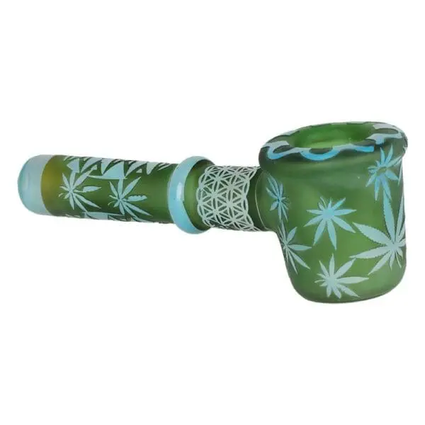 Flower of Leaf Sandblasted Glass Hand Pipe - Haze Smoke Shop USA