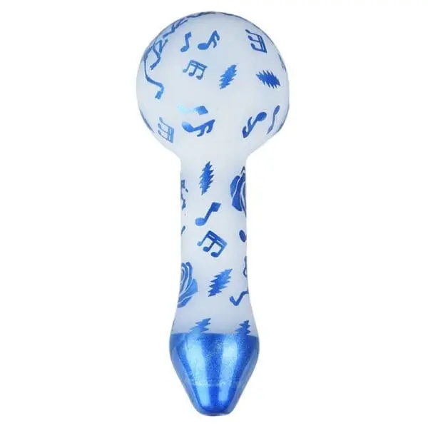 Grateful Dead x Pulsar Blue Sky Dancing Skellies Glass Spoon Pipe - Haze Smoke Shop USA