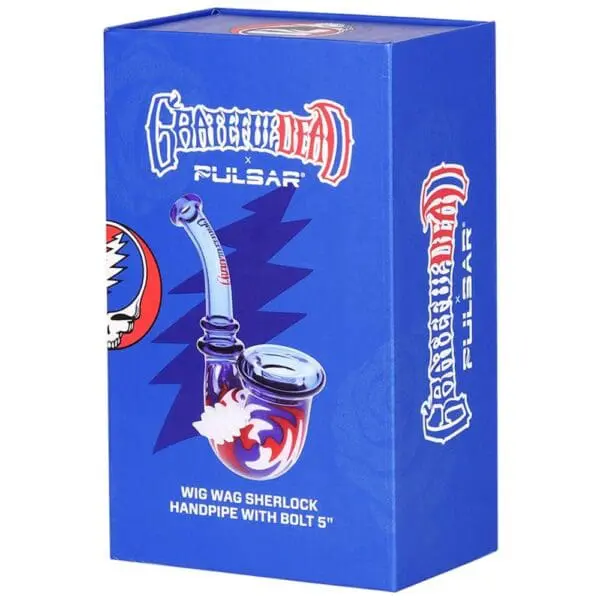 Grateful Dead x Pulsar Bolt Handle Wig Wag Glass Sherlock Pipe - Haze Smoke Shop USA