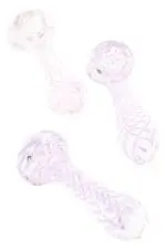 Neon Striped Clear Glass Spoon Pipe Pastel Pop Glass Pipes - Haze Smoke Shop USA