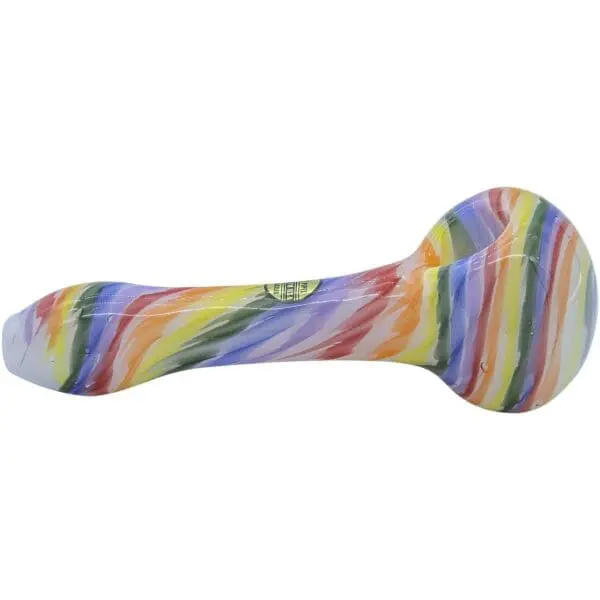 Rainbow Tie-Dye Glass Spoon Pipe on White - Haze Smoke Shop USA