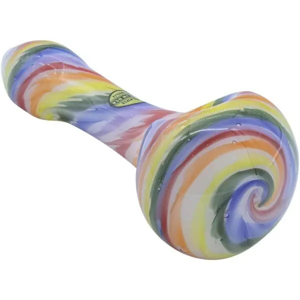 Rainbow Tie-Dye Glass Spoon Pipe on White - Haze Smoke Shop USA