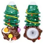 Shroom Xmas Tree Enamel Resin Sculpted Glass Spoon Pipe Glass Pipes - Haze Smoke Shop USA