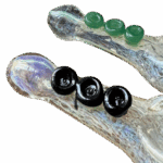 Silver Fumed Frit with Marble Accents Handblown Glass Hand Pipe