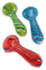 Spiral Striped Frit Glass Spoon Pipe Pocket Cyclone - Haze Smoke Shop USA