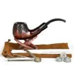Pulsar Shire Pipes Engraved Bowl Bent Apple Cherry Wood Pipe - Haze Smoke Shop USA