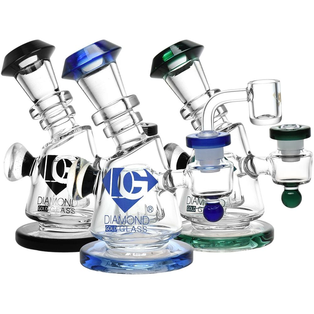 Diamond Glass Gold Hammer Perc Dab Rig - Haze Smoke Shop USA - Vaporizers Super Store