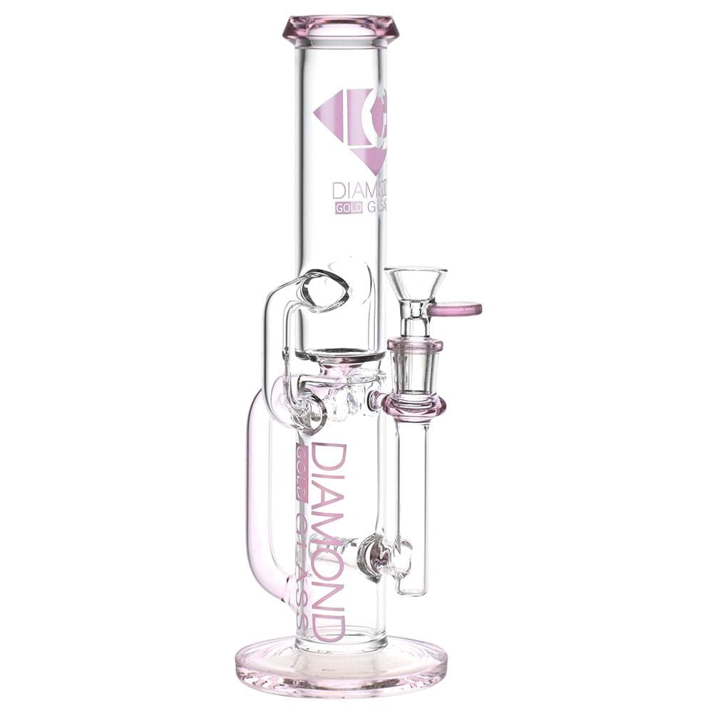 Diamond Glass Gold Inline Perc Recycler Water Pipe - Haze Smoke Shop USA - Vaporizers Super Store