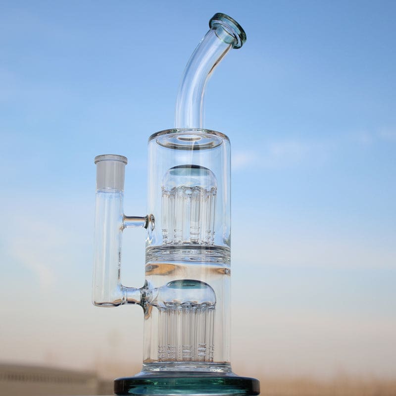 Glass Straight Water Pipe w/ Dual Arm Percolators 10.6" - Haze Smoke Shop USA - Vaporizers Super Store
