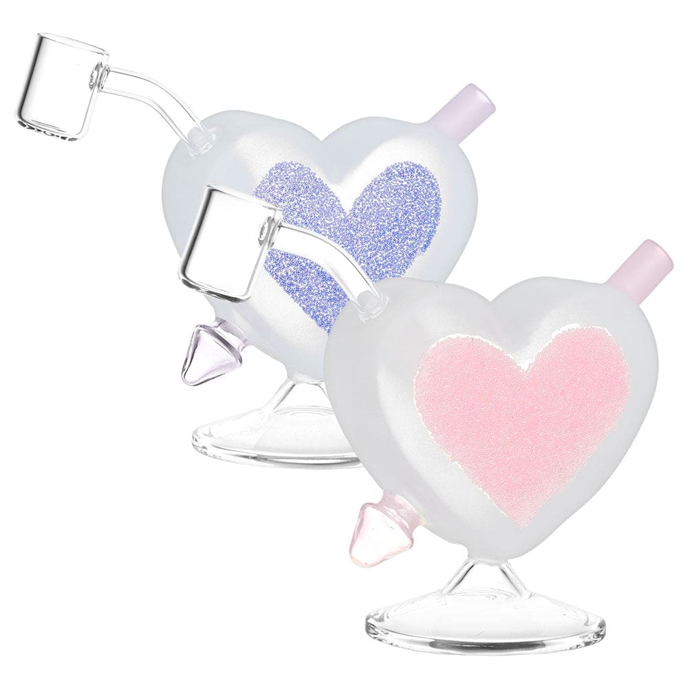 Heart Sparkles Glass Mini Rig - Haze Smoke Shop USA - Vaporizers Super Store
