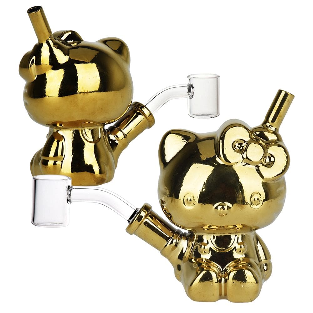 Hello Kitty Golden Electroplated Glass Dab Rig - Haze Smoke Shop USA - Vaporizers Super Store