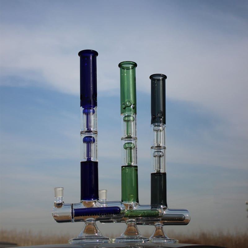 Inline and Dual Arm Percolated Glass Water Pipe - Haze Smoke Shop USA - Vaporizers Super Store