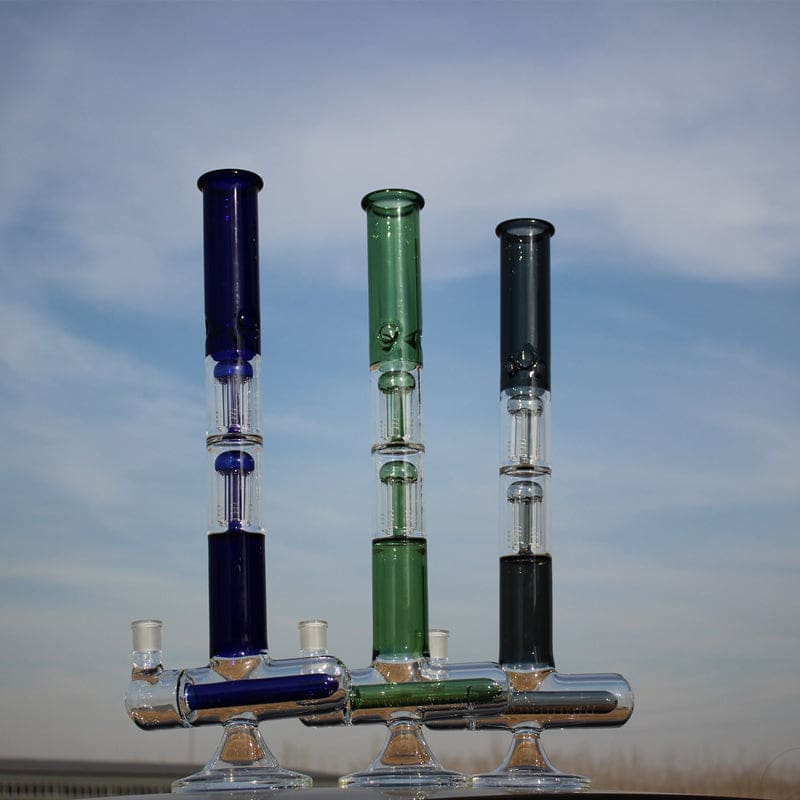 Inline and Dual Arm Percolated Glass Water Pipe - Haze Smoke Shop USA - Vaporizers Super Store