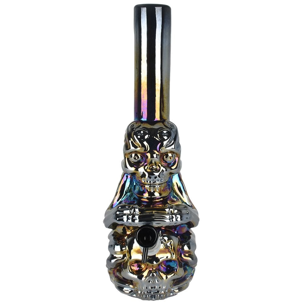 Iridescent Crouching Skeleton Soft Glass Water Pipe - Haze Smoke Shop USA - Vaporizers Super Store