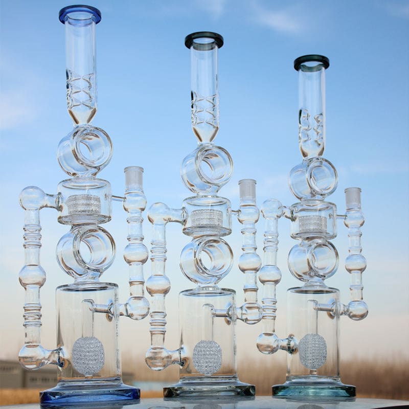 Massive Dual Perc Recycler Style Water Pipe - Haze Smoke Shop USA - Vaporizers Super Store