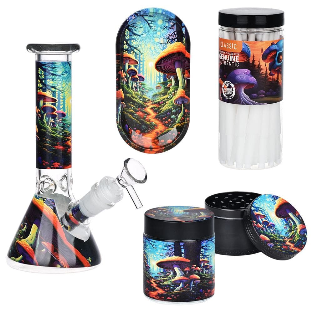 Mushroom Forest Glass Beaker Water Pipe Smoking Set - Haze Smoke Shop USA - Vaporizers Super Store