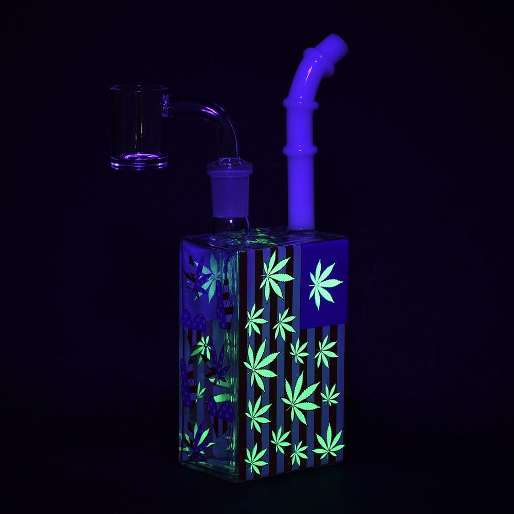 Patriotic Leaf Juice Box Glass Dab Rig - Haze Smoke Shop USA - Vaporizers Super Store