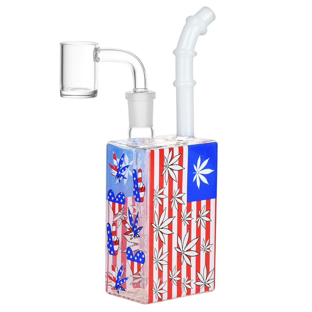 Patriotic Leaf Juice Box Glass Dab Rig - Haze Smoke Shop USA - Vaporizers Super Store
