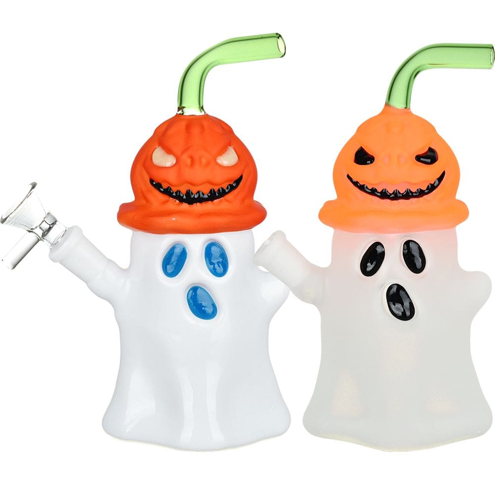 Pumpkin Head Ghost Glow In The Dark Glass Bong - Haze Smoke Shop USA - Vaporizers Super Store