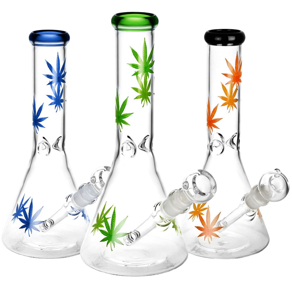 Sacre Bleu Leaf Print Beaker Water Pipe - Haze Smoke Shop USA - Vaporizers Super Store