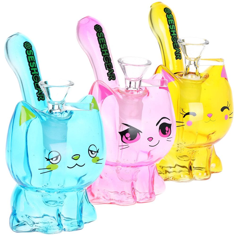SeshGear Kitty Cat Glass Water Pipe - Haze Smoke Shop USA - Vaporizers Super Store