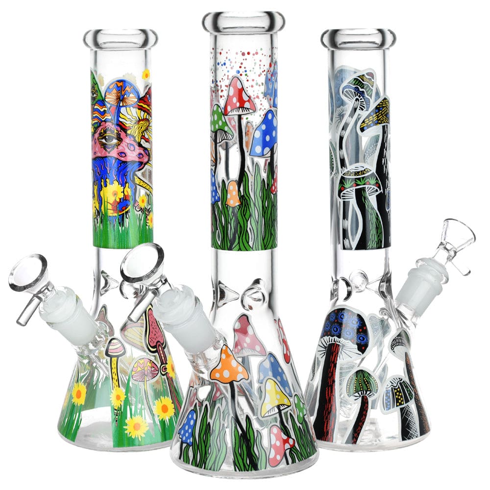 Shrooms Are Watching Glow Glass Beaker Water Pipe - Haze Smoke Shop USA - Vaporizers Super Store