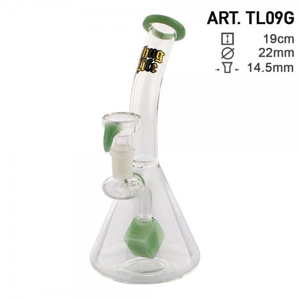 Thug Life Cube Perc Green Glass Water Pipe - Haze Smoke Shop USA - Vaporizers Super Store