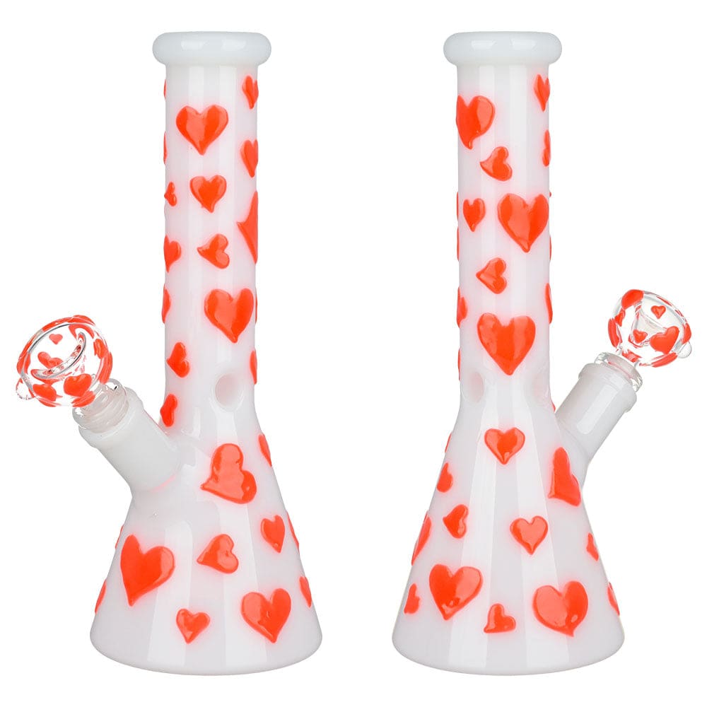 Valentines Day Heart Glow In The Dark Beaker Water Pipe - Haze Smoke Shop USA - Vaporizers Super Store