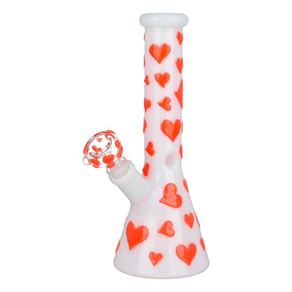 Valentines Day Heart Glow In The Dark Beaker Water Pipe - Haze Smoke Shop USA - Vaporizers Super Store