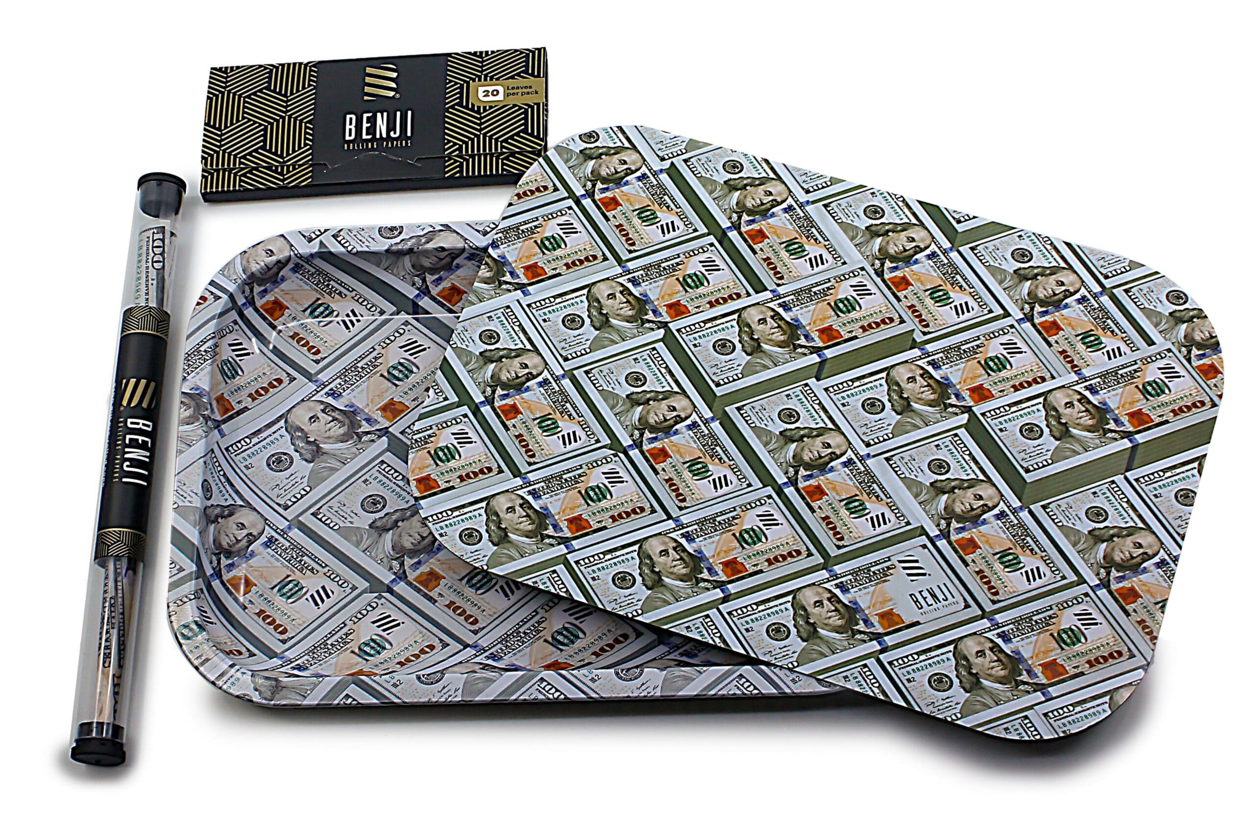 Benji Tray Kit - $100 Bills Rolling Trays - Haze Smoke Shop USA