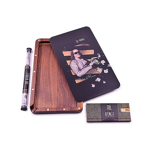 Benji - Walnut Tray w/ Magnetic Lid Kit - Make it Rain Rolling Trays - Haze Smoke Shop USA