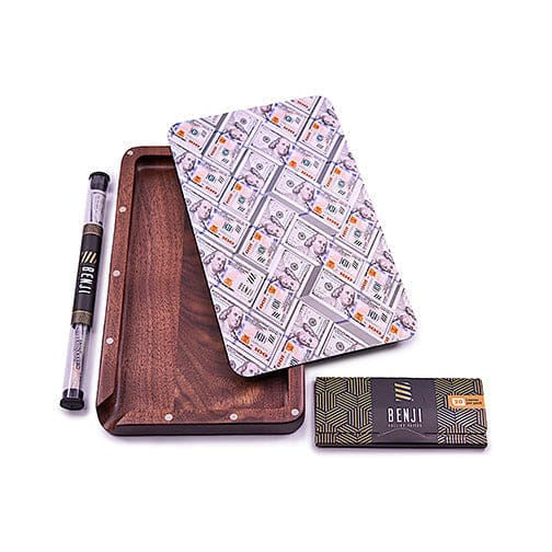 Benji - Walnut Tray w/ Magnetic Lid Kit - USD Rolling Trays - Haze Smoke Shop USA