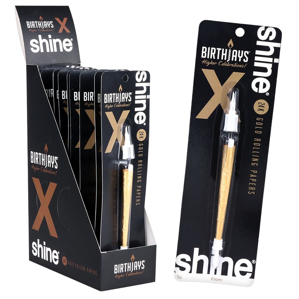 BirthJays x Shine Papers Golden Pre-Roll Candle Cone - King Size - 10ct Display Pre-Rolled Cones - Haze Smoke Shop USA