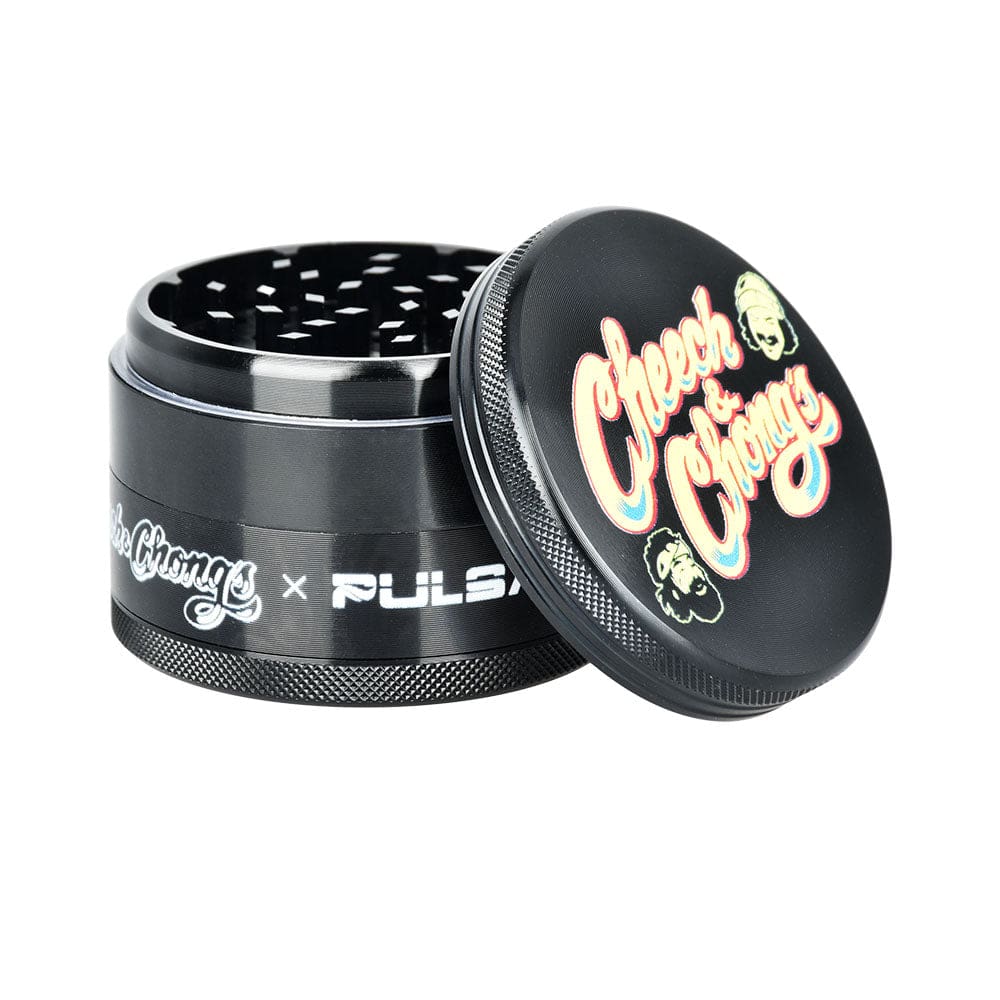 Cheech & Chong's x Pulsar Black Metal Grinder - 4 Piece - 2.5" - Haze Smoke Shop USA
