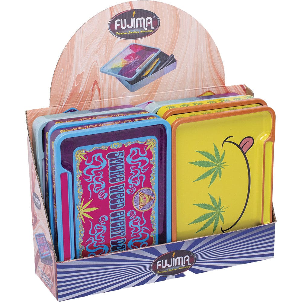Fujima Leaf Rolling Tray Stash Box - 8"x5.75" - 6pc Display Rolling Trays - Haze Smoke Shop USA