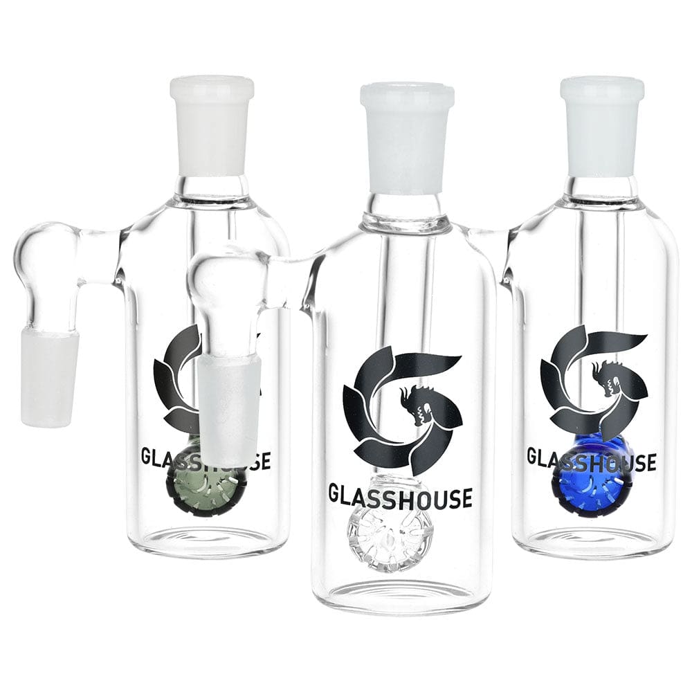 Glass House Barrel Diffuser Glass Ash Catcher - 14mm M - 90 Degree Ash Catchers - Haze Smoke Shop USA