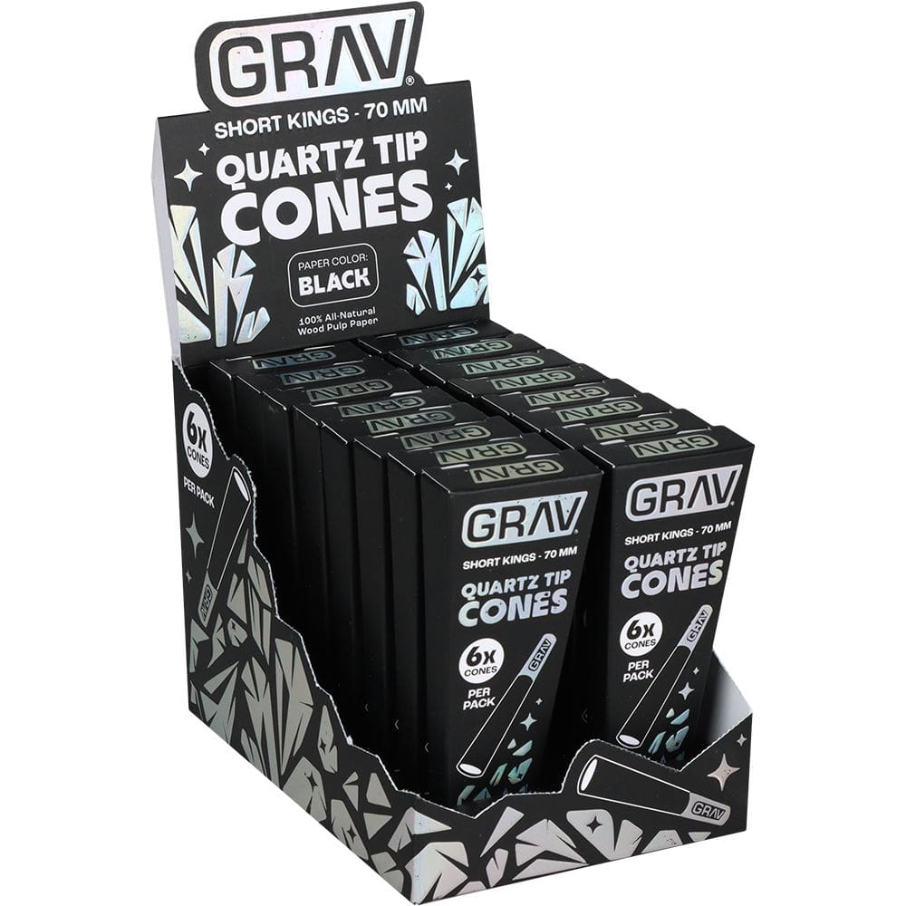 GRAV Quartz Tip Pre-Rolled Cones - Black - 16pk Display - Haze Smoke Shop USA