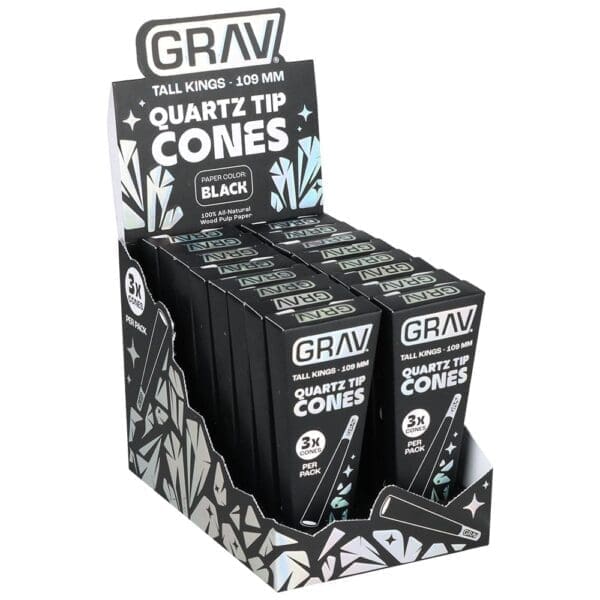 GRAV Quartz Tip Pre-Rolled Cones - Black - 16pk Display - Haze Smoke Shop USA