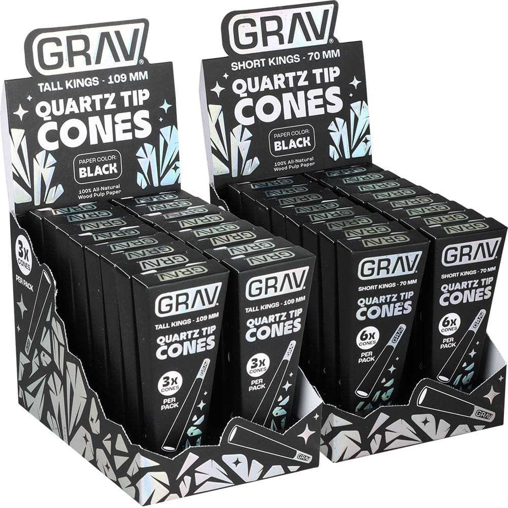 GRAV Quartz Tip Pre-Rolled Cones - Black - 16pk Display Pre-Rolled Cones - Haze Smoke Shop USA