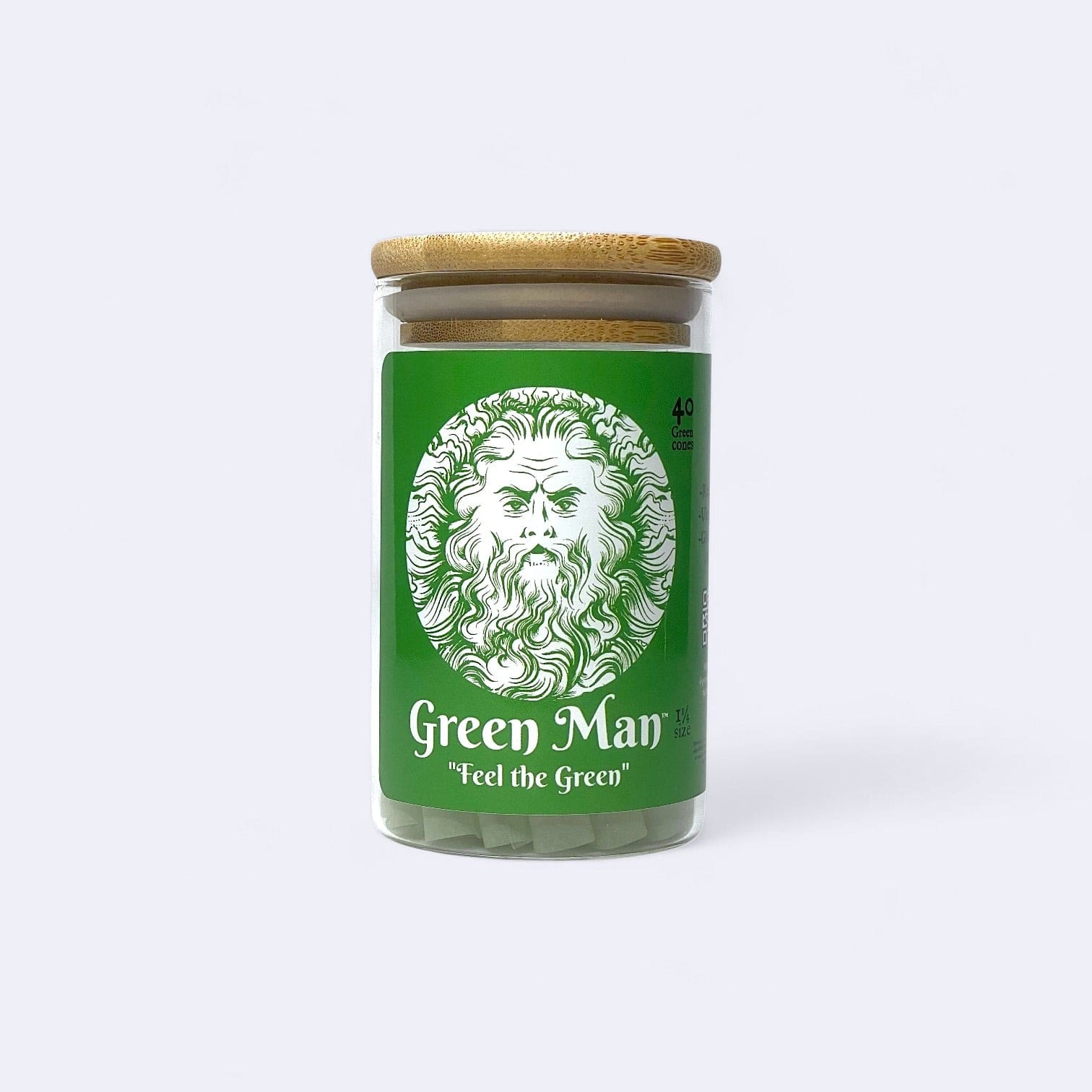 Green Man 1.25 Green Rice Cones 40ct Jar Pre-Rolled Cones - Haze Smoke Shop USA
