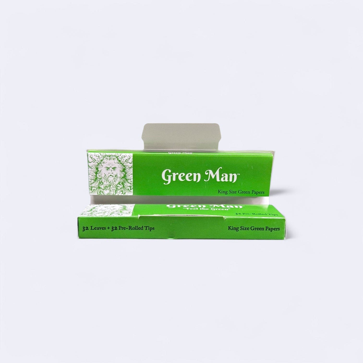 Green Man King Size Green Rice Papers with Pre-Rolled Tips Box - Haze Smoke Shop USA