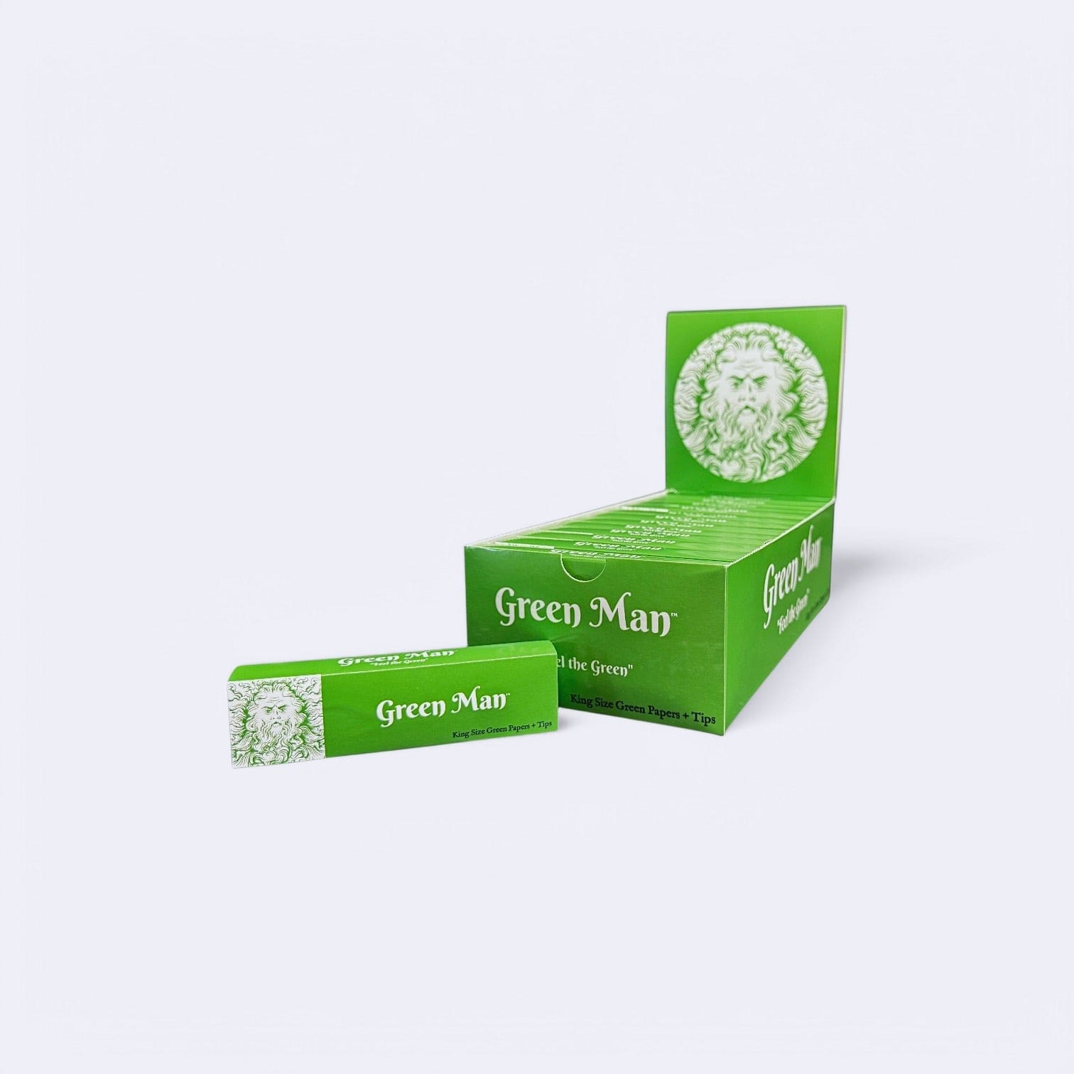 Green Man King Size Green Rice Papers with Pre-Rolled Tips Box Joint Tips & Filters - Haze Smoke Shop USA