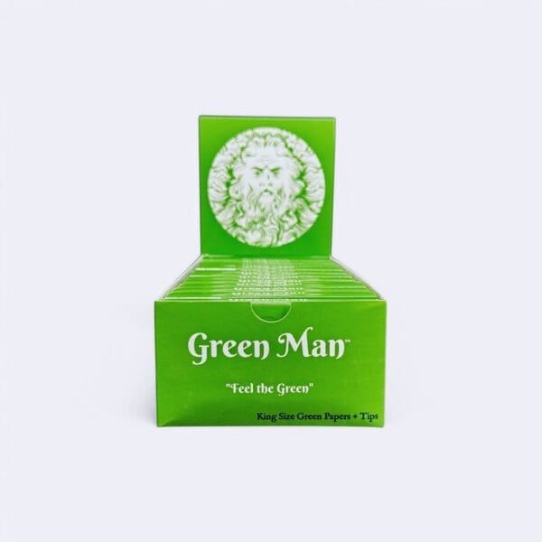 Green Man King Size Green Rice Papers with Pre-Rolled Tips - Haze Smoke Shop USA