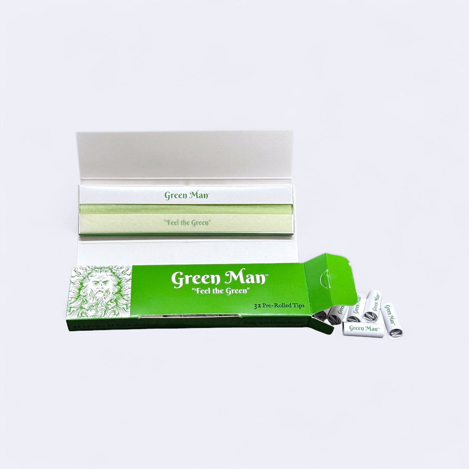 Green Man King Size Green Rice Papers with Pre-Rolled Tips Joint Tips & Filters - Haze Smoke Shop USA