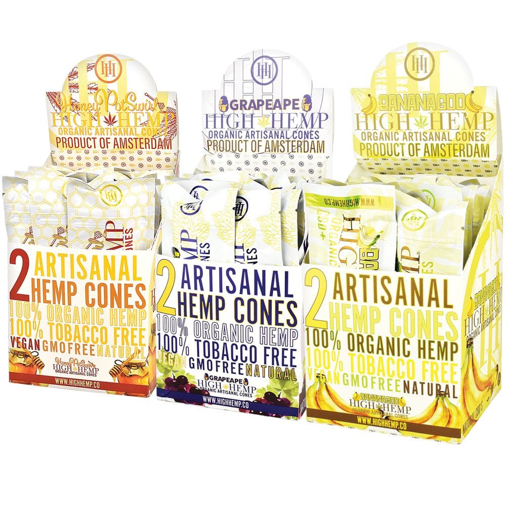 High Hemp Organic Artisanal Cones - 2pc - 15pk Display Pre-Rolled Cones - Haze Smoke Shop USA