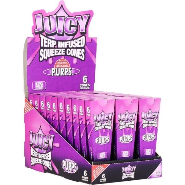 Juicy Terp Infused Squeeze Cones - Purps - 30pk Display - Haze Smoke Shop USA