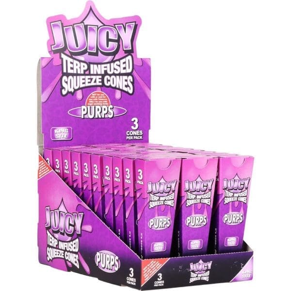 Juicy Terp Infused Squeeze Cones - Purps - 30pk Display - Haze Smoke Shop USA