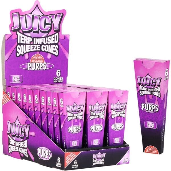 Juicy Terp Infused Squeeze Cones - Purps - 30pk Display - Haze Smoke Shop USA