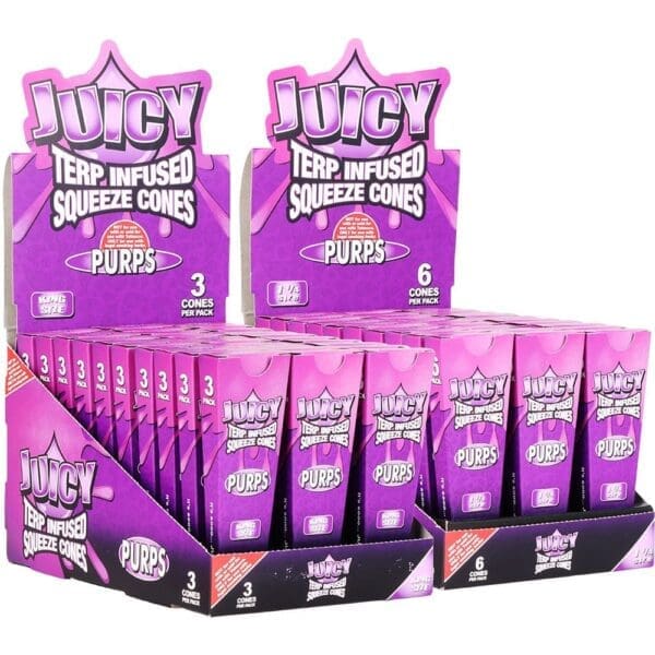Juicy Terp Infused Squeeze Cones - Purps - 30pk Display - Haze Smoke Shop USA