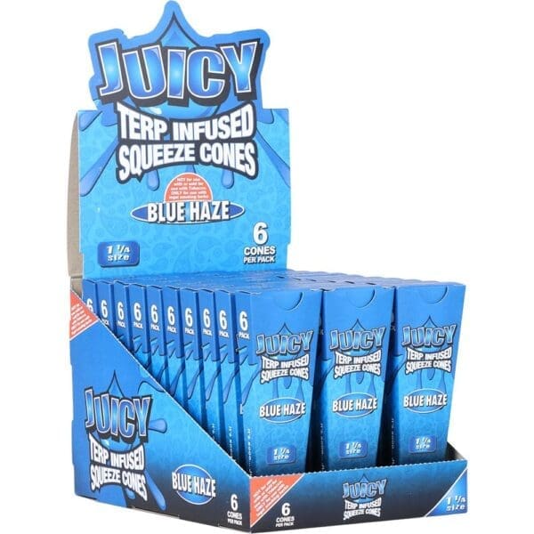 Juicy Terp Infused Squeeze Pre-Rolled Cones - Blue Haze - 30pk Display - Haze Smoke Shop USA